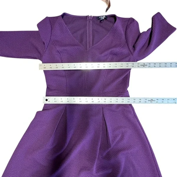 Chaps Women’s Purple Fit & Flare Textured 3/4 Sleeve V-Neck Party Dress Sz 6 NWT - Picture 11 of 11